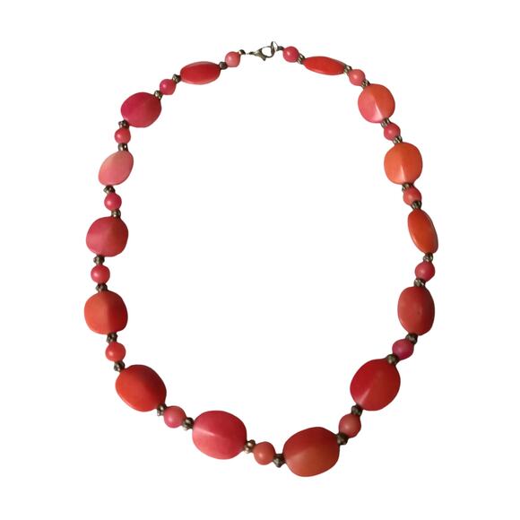 Coral Orange Tones Ombre Beaded Necklace VTG 9" Fall Autumn Halloween Jewelry - Picture 3 of 16